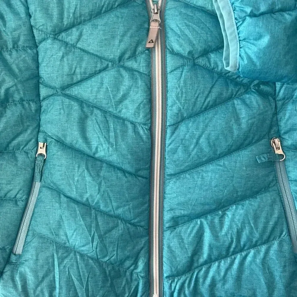 Gerry Kids Ultra Light Hooded Jacket Large (14-16) Turquoise Blue Fillpower 600